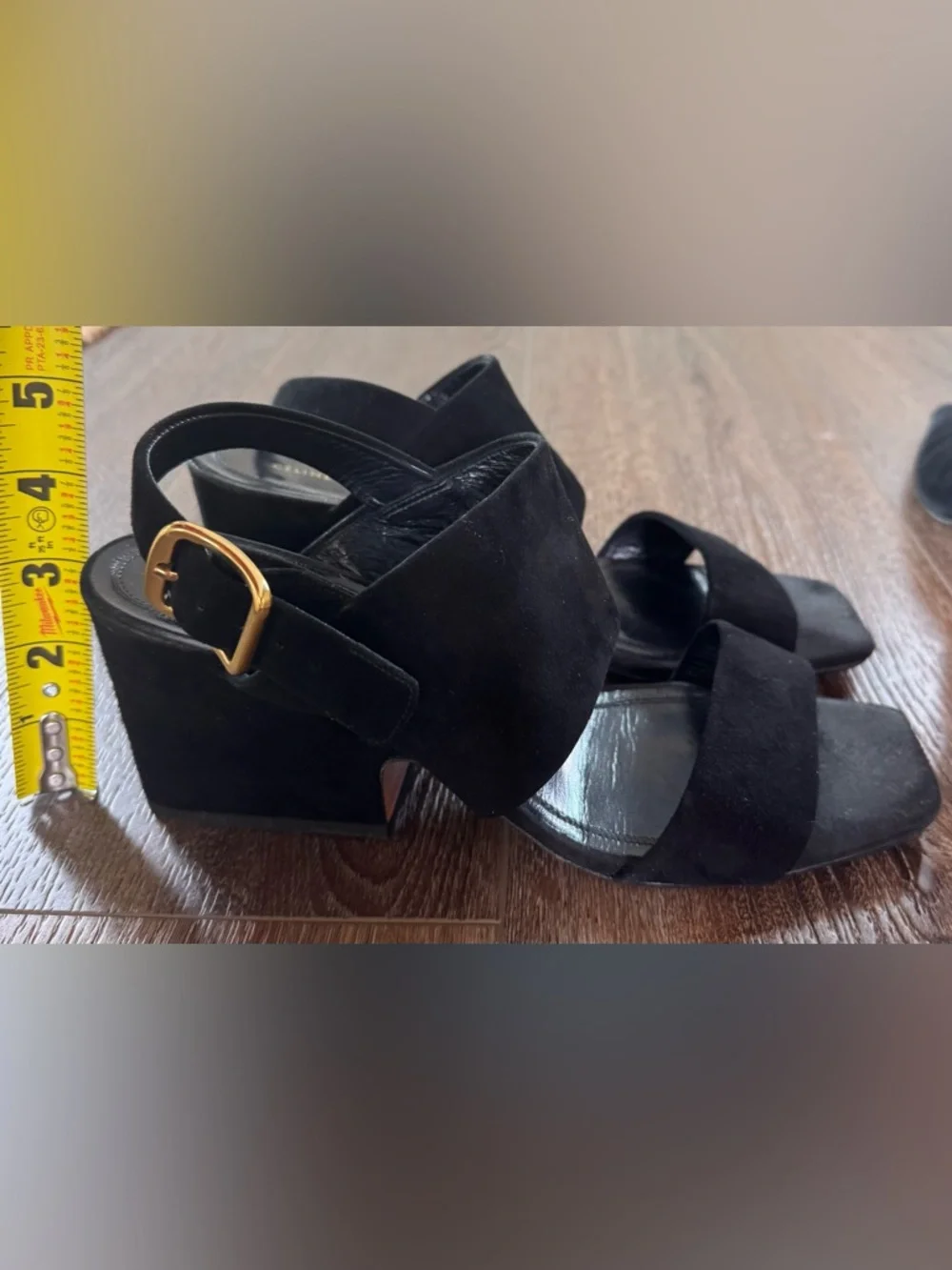 Celine Black Suede Block Heel Slingback Sandals - Picture 9 of 9
